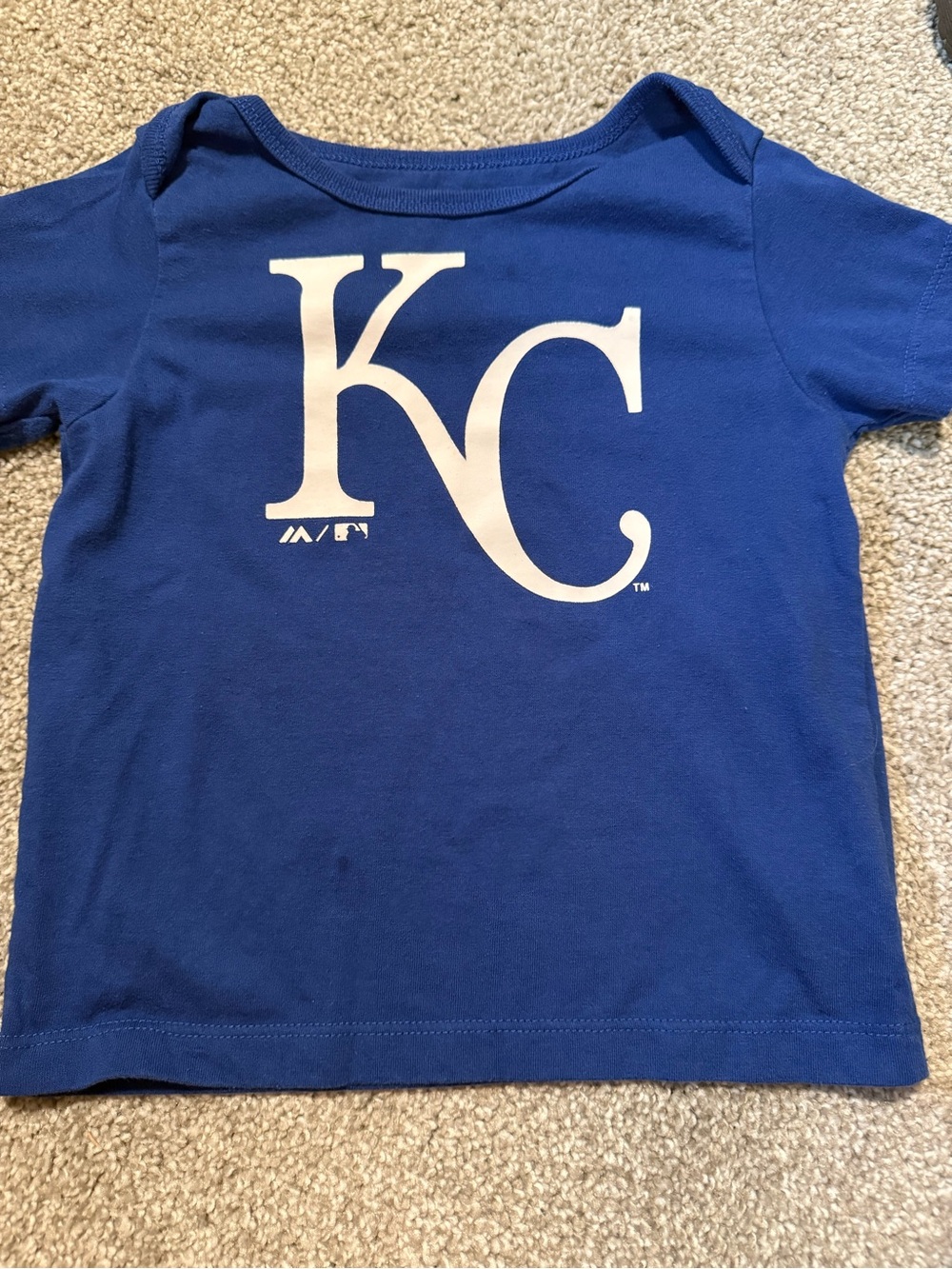 Majestic Royal Blue Kids Tee with White KC Logo